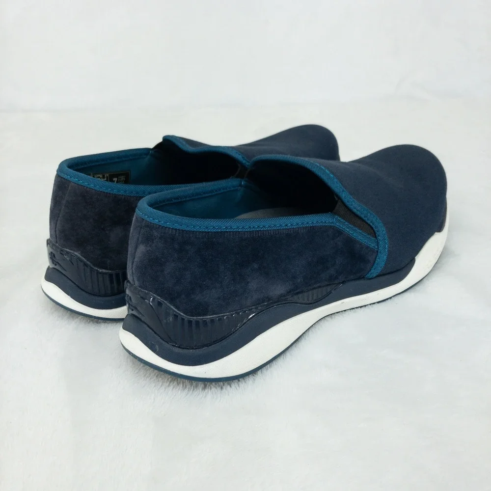 Kuru Atom Slip‎ On Womens Size 7 Navy Blue Canvas Suede Orthotic Walking Shoes